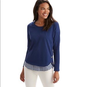 Vineyard Vines 3-in-1 Mixed Media Gingham Pullover